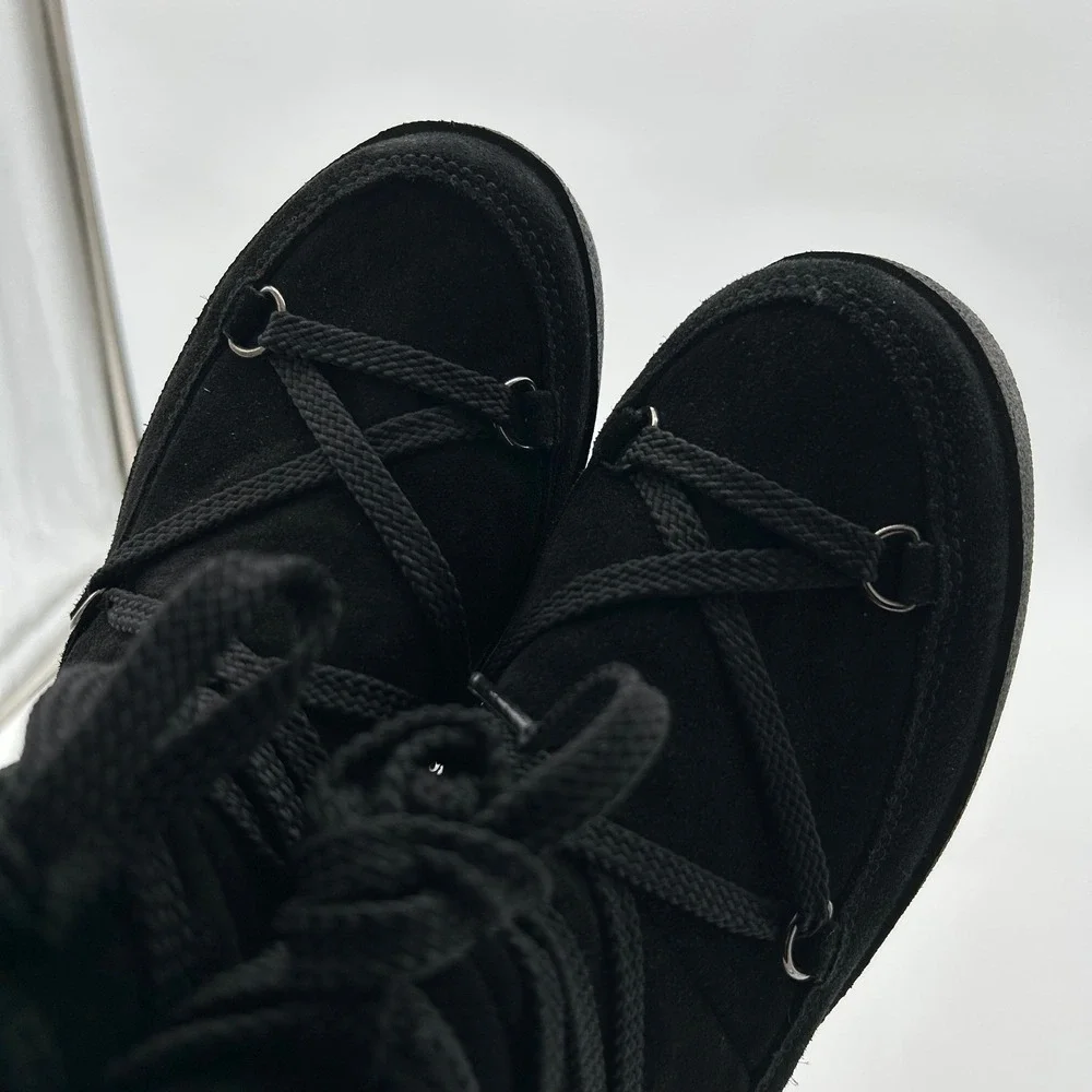 La Canadienne Size 36 US 5.5 Black Suede Shearling Platform Boots NEW Emery $395